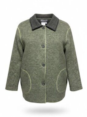 Melanie Lyne Green Wool Fall Career Jacket Blazer Shacket Size Medium